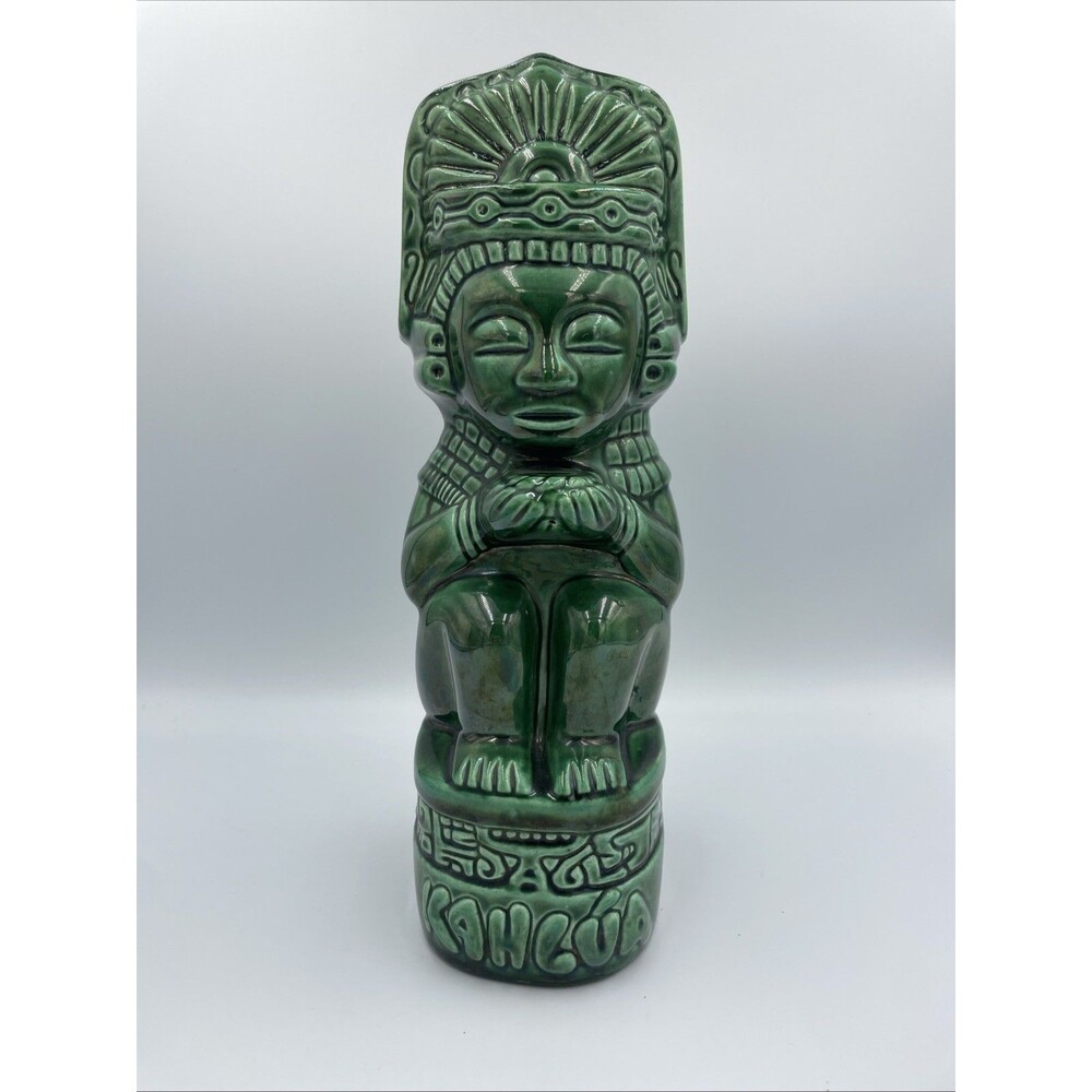 Vintage K&B Kahlúa Green Tiki Decanter Bottle Luxo Lier Mexico 1930s Empty